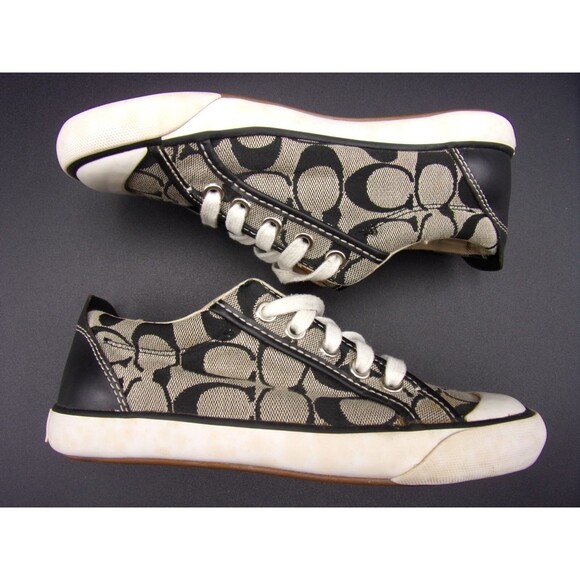 Coach Shoes Womens 5B Barrett Sneakers Black Logo Design F0007/J10 - Picture 11 of 11